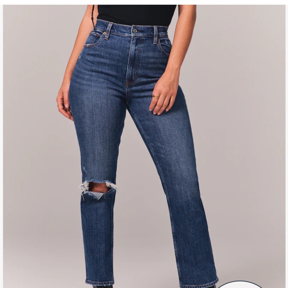 Abercrombie curve love ultra high rise ankle straight jean